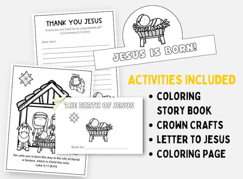 Christmas Bible Lesson, Nativity Story Printable, Birth of Jesus Sunday ...