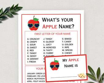 Whats Your Apple Name, appel plukken, appel proeven, terug naar school, appelboomgaardreis, boerenmarktfeestspel, activiteit in de klas