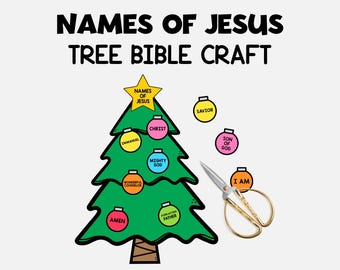 The Names of Jesus in the Bible, Advent Christmas Tree Craft, Christian Christmas, Easy Sunday School Activity, Kids Ministry Printable