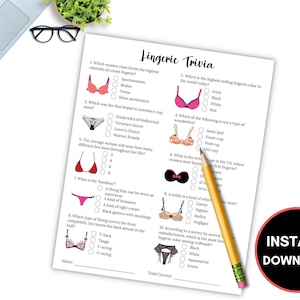 Lingerie Trivia Game, Lingerie Games, Lingerie Shower, Lingerie Party ...