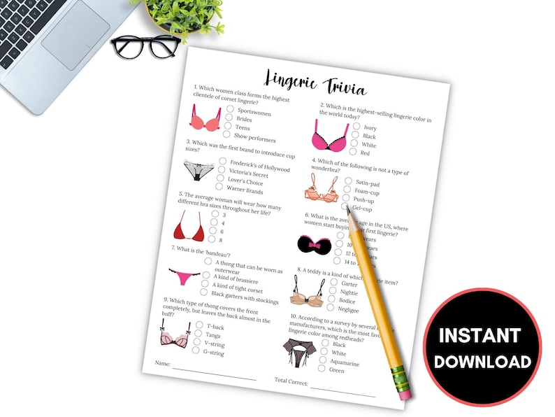 Lingerie Trivia Game Lingerie Games Lingerie Shower - Etsy