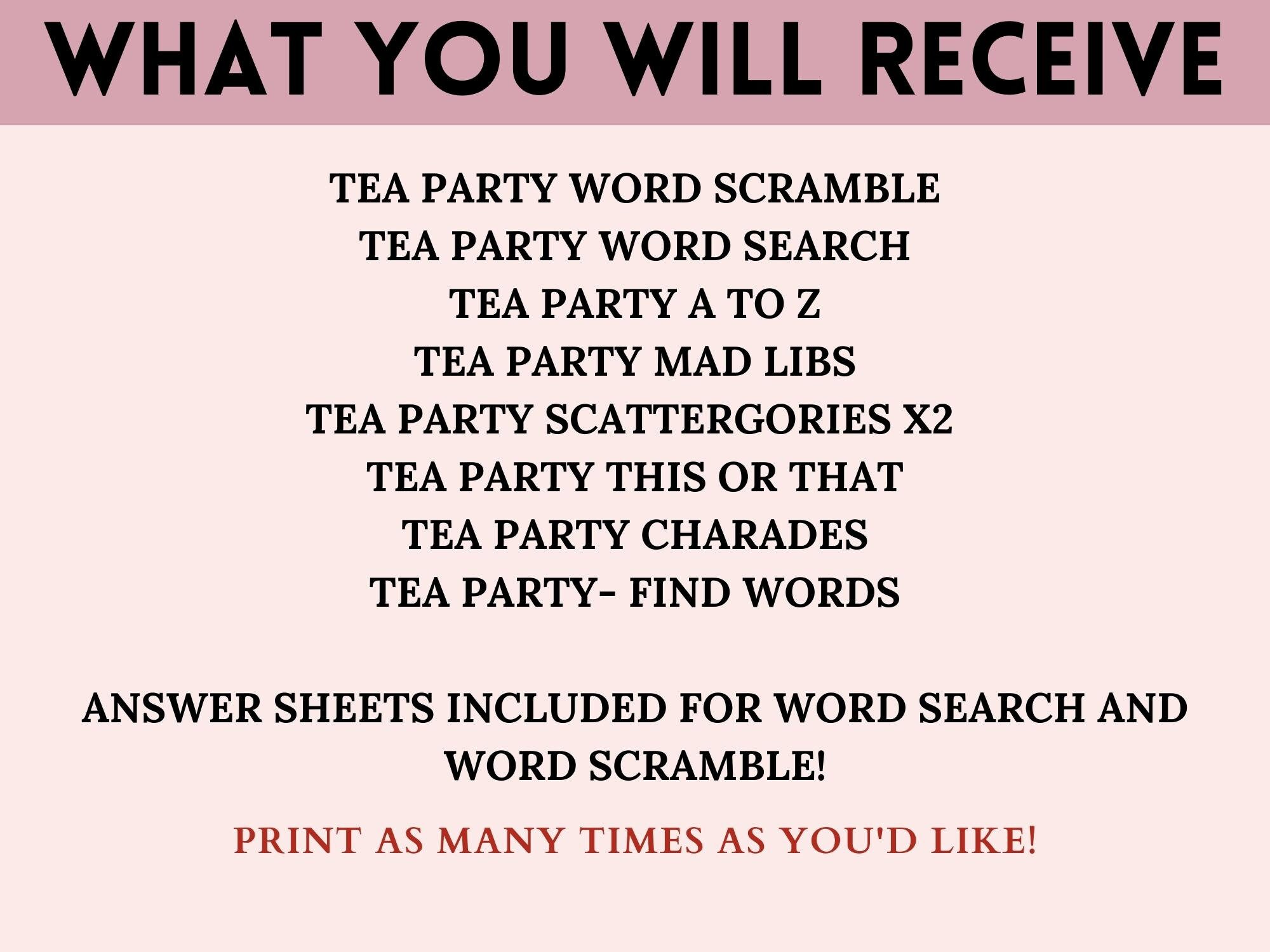 Tea Party Games Ladies Tea Party Tea Party Activities - Etsy