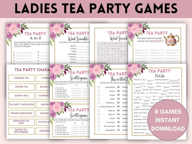 Tea Party Games Ladies Tea Party Tea Party Activities - Etsy