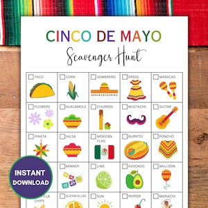 Cinco De Mayo Scavenger Hunt Game, Cinco De Mayo Games, Cinco De Mayo, Scavenger Hunt, Kids Scavenger Hunt, Adult Scavenger Hunt