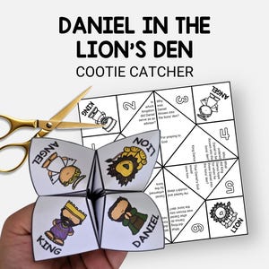 Daniel in the Lion's Den, Bible Story Cootie Catcher, Easy Sunday School Coloring Craft for Kids, Fortune Teller, Christian Homeschool, VBS