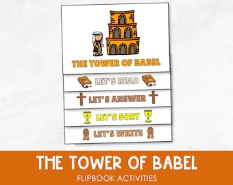 La Torre de Babel, Libro imprimible de la Biblia, Manualidades para la escuela dominical, Actividades para lecciones bíblicas infantiles, Educación cristiana en casa