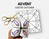 Christmas Advent, Printable Bible Cootie Catcher, Sunday School Craft, Kids Church Study Fortune Teller, Christian Homeschool
