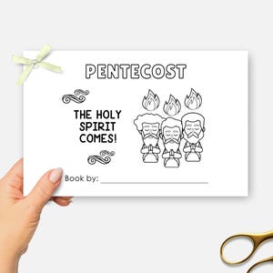 Pentecost Craft, Printable Holy Spirit Mini Bible Book, Day of Pentecost Sunday School Coloring Activity, Pentecost Lesson Half Page Book
