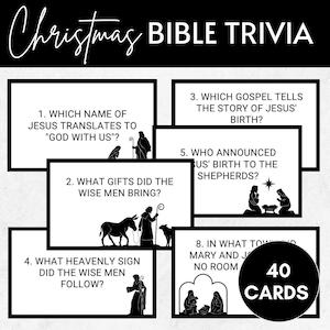 Weihnachtsbibel-Trivia-Spiel, druckbare Krippenquiz, Sonntagsschulaktivität, christliche Weihnachten, Weihnachtsfeier, digitaler Download