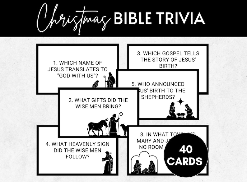 Christmas Bible Trivia Game, Printable Nativity Quiz, Sunday School