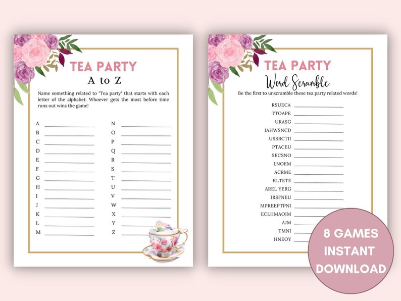 Tea Party Games Ladies Tea Party Tea Party Activities - Etsy