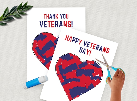 Veterans Day Craft, Happy Veterans Day, Thank You Veterans, Cut and Glue Patriotic Paper Craft for Kids, Veteran Keepsake Gift