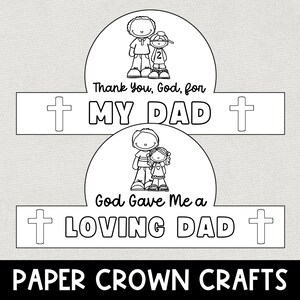 Fathers Day Bible Craft, Fathers Day Coloring Headband, Printable Faith Crown, Sunday School Craft, Christian Church Kids Bible Study