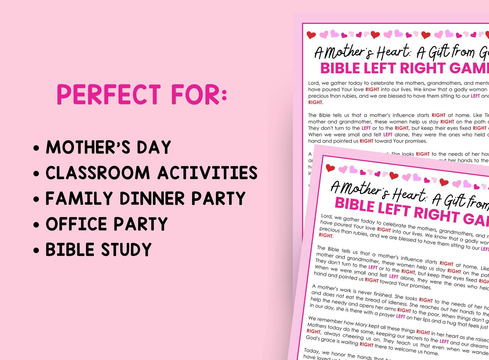 Mothers Day Bible Left Right Game, Christian Pass the Gift, Womens ...