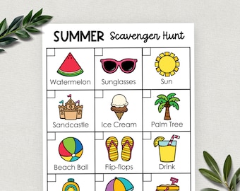 Summer Scavenger Hunt, Printable Outdoor Scavenger Hunt, Kids Scavenger Hunt, Summer Activity, Summer Game, Beach Hunt, Camping Games