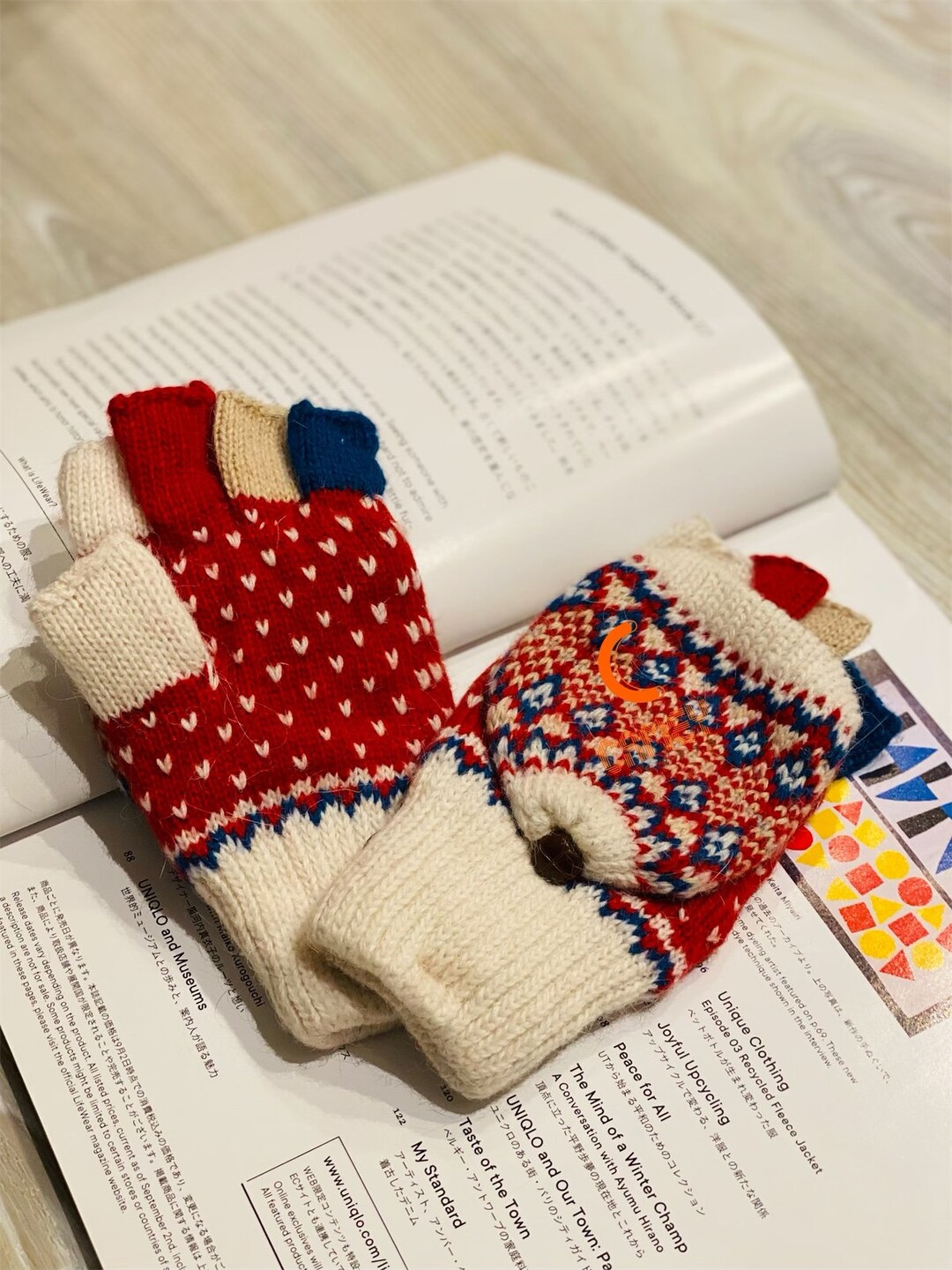 Winter Knitted Fingerless Gloves Convertible Mittens Flap Etsy UK