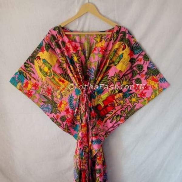 Kaftan en coton, Caftan, Robe Maxi, Robe en coton, Cadeau pour elle, Robe Kimono, Cadeau pour maman, Robe de maternité, Arbre de vie Frida