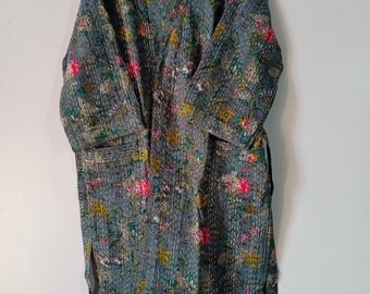 Indian Handmade Kantha Quilt Kimono Jacket Beach Cover Up Woman Wear Winter Kantha Kimono Gift For Her