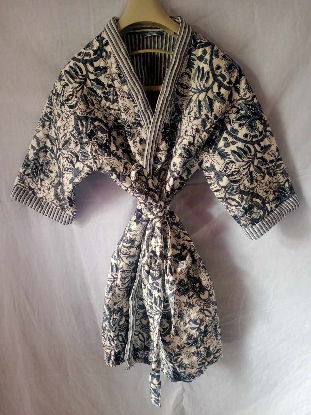 Indian Cotton Quilted Robe Quilted Kimono Robes Etsy