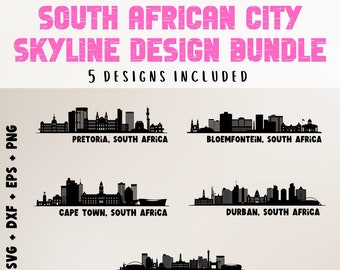 South African City Landscape | Cape Town | Johannesburg | Bloemfontein | Pretoria | Durban | Cut File for Cricut | Printable Wall Art
