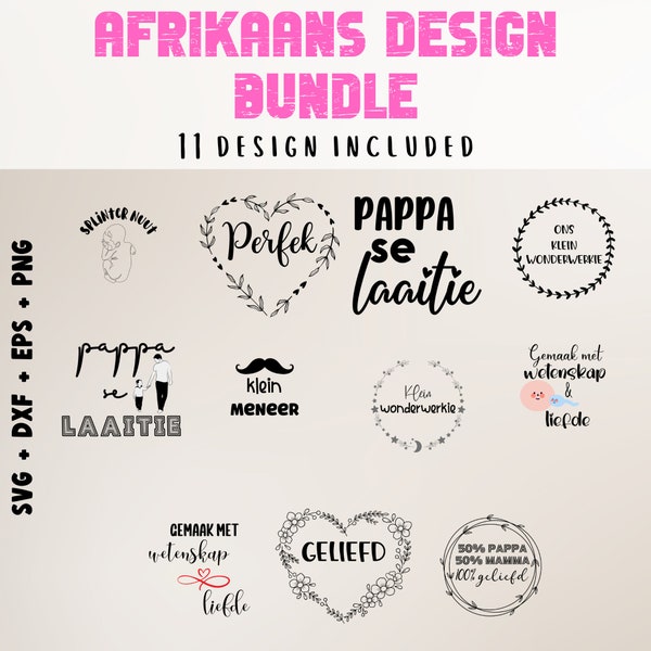 Afrikaans Sublimation Files | Afrikaans Baby Designs | Geliefd | Klein Meneer | Klein Wonderwerk | Svg Eps Dxf Png