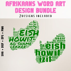 Afrikaans Word Art Cut File | Popular Afrikaans Words | Afrikaans Clip Art | Howzit | Aikona | Voetsek | Png Svg Eps Dxf | Funny Afrikaans