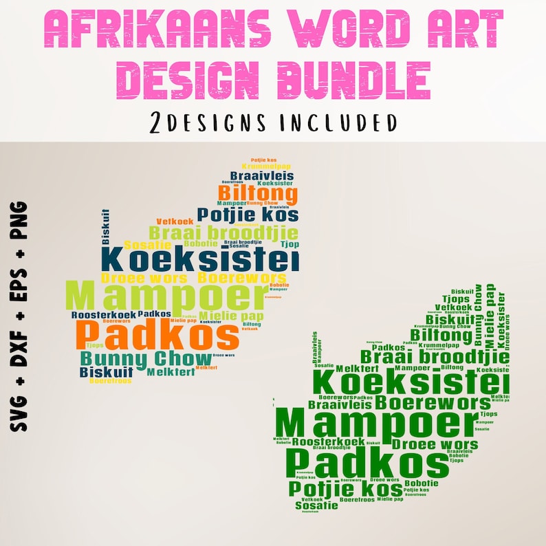 Afrikaans Word Art Cut File Popular Afrikaans Food Words Afrikaans Clip