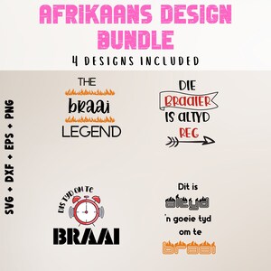 Afrikaans Cut Files | Set of 4 cut files, Afrikaans | Instant digital download | Snaaks Afrikaans | Funny, Braai, Suid Afrika, South Africa