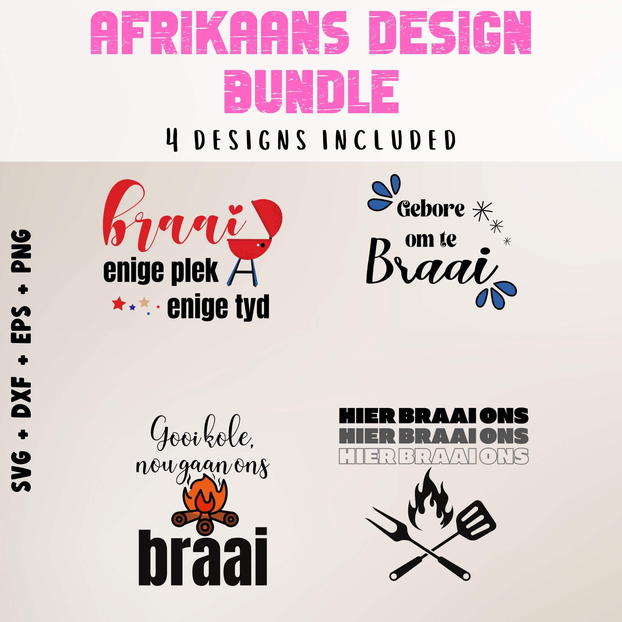 Afrikaans Cut Files Set of 4 Cut Files Afrikaans Instant