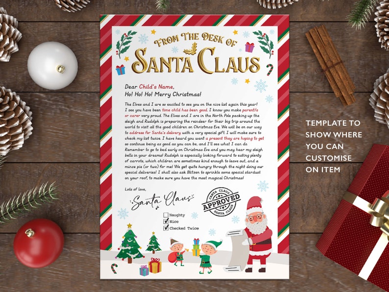 EDITABLE Official Letter From Santa Claus, North Pole Mail, Christmas