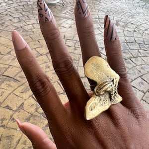 Handcrafted Bronze Africa Ring - Unique Statement Jewelry