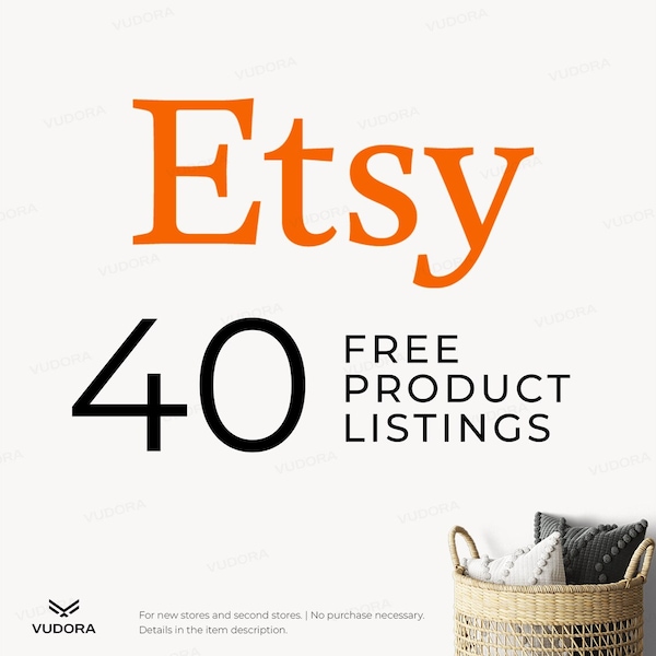 Etsy Free Listings, 40 Product Free, 40 Listing Credit, Get Free Listing, Link To Open Etsy Store, No Purchase Required, Free 40 Listings