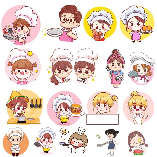 Cooking Sticker Sheet I Cute chef I Cute Sticker I Cute Mixed Colors Sticker Lot Book Fun Pack Laptop Car Decals