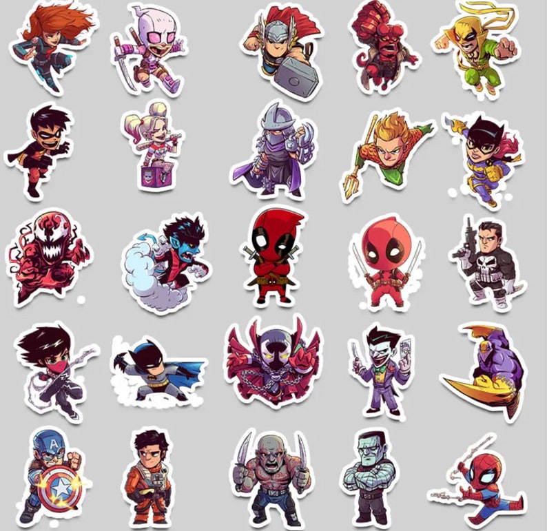 50 Superhero Marvel Stickers Vinyl Decal Kid Stickers Car Laptop ...