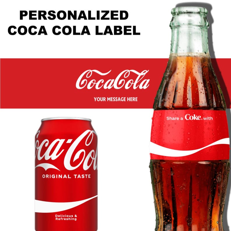 Personalized Cocacola Label Sticker, Custom Name Vinyl, Coke Can