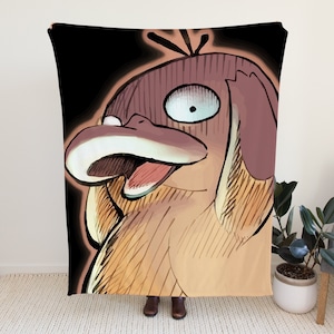Psyduck Decke - Psyduck Geschenk, Psyduck Plüschdecke, Psyduck Accessoires, Psyduck Samtdecke