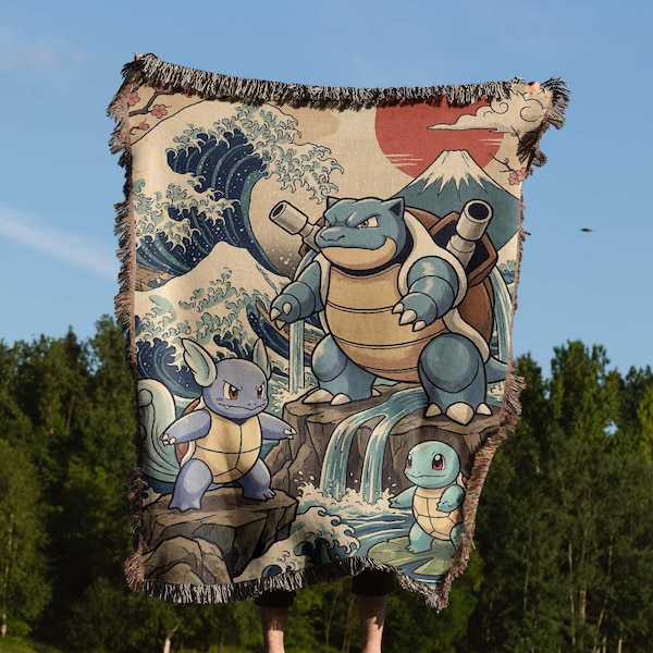 Manta tejida a mano de anime / Tapiz de pared tejido