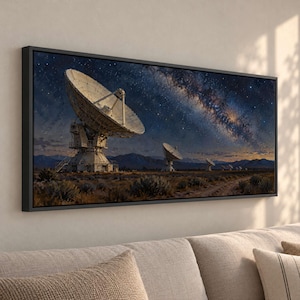 Radio Telescope Array Canvas Print, Atmospheric Realism Style - BI4IYC