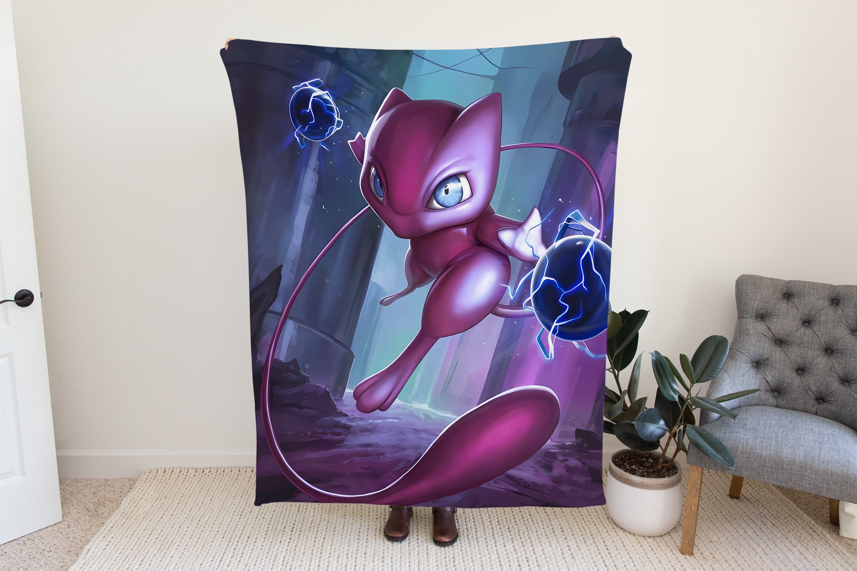 Mew Cute Pokemon Kawaii Living Room Pokemon Rug Carpet - Binteez