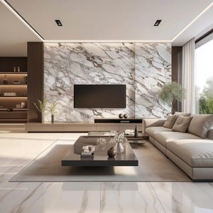 Calacatta Viola Marble Accent Wall. Tailor made Big Wall decoration, Panels. Sleekly elevate your accent wall with one of a kind design.