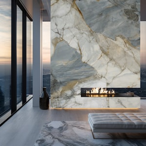 Elevate Your Fireplace Wall and TV Unit with Marble Panel Artworks by ARKdeko.