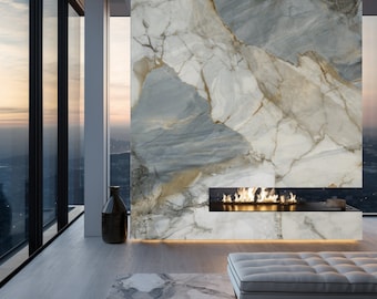 Élevez votre mur de cheminée et votre meuble TV avec des œuvres d'art en panneaux de marbre d'ARKdeko.