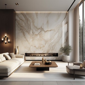 Carrara Superiore Marble Accent Wall. Tailor made Artwork Panels from Italy. Sleekly elevate your accent wall with one of a kind design.