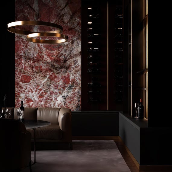 Gothic Home Decor Wall Panels in Dark Red Burgundy Marble Look | Black, White and Red Marble Wall Art for Luxury Interiors
