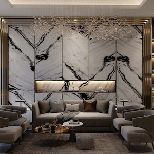 Luxury Furniture Covering – High Gloss Black & White Marble Look for Cabinets, Panels, Dressers, Wardrobe Drawers | Custom sized panels