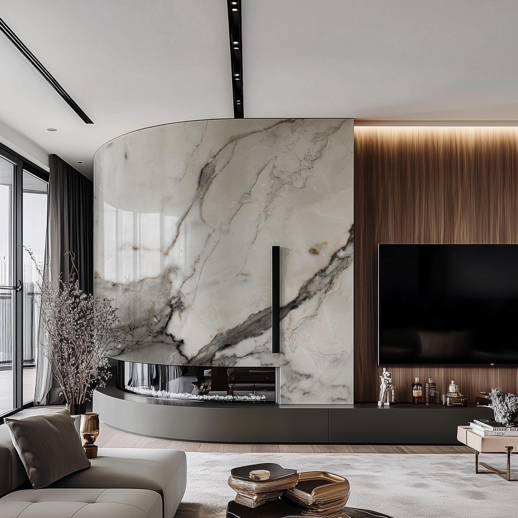 Curved Walls With Marble Seamlessly: Flexible Marble Effect Panels for ...