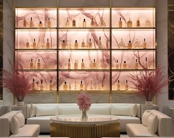 Backlit Onyx Panels and Transulcent Wall Decoration, Accent Backlighting Wall Decor for Wine Cellar and Beauty Shops.
