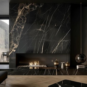 Black Marble Wall Panels | Sahara Gold Personalised. Sleekly elevate your accent wall with one of a kind design made in Italy.