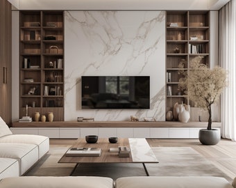 Pannelli in Marmo per Parete TV – Decorazione firmata ARKdeko. Eleva la tua parete TV con eleganza e raffinatezza.