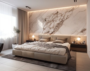 Elevate Your Master Bedroom with Elegant Marble Decorative Wall Panels.